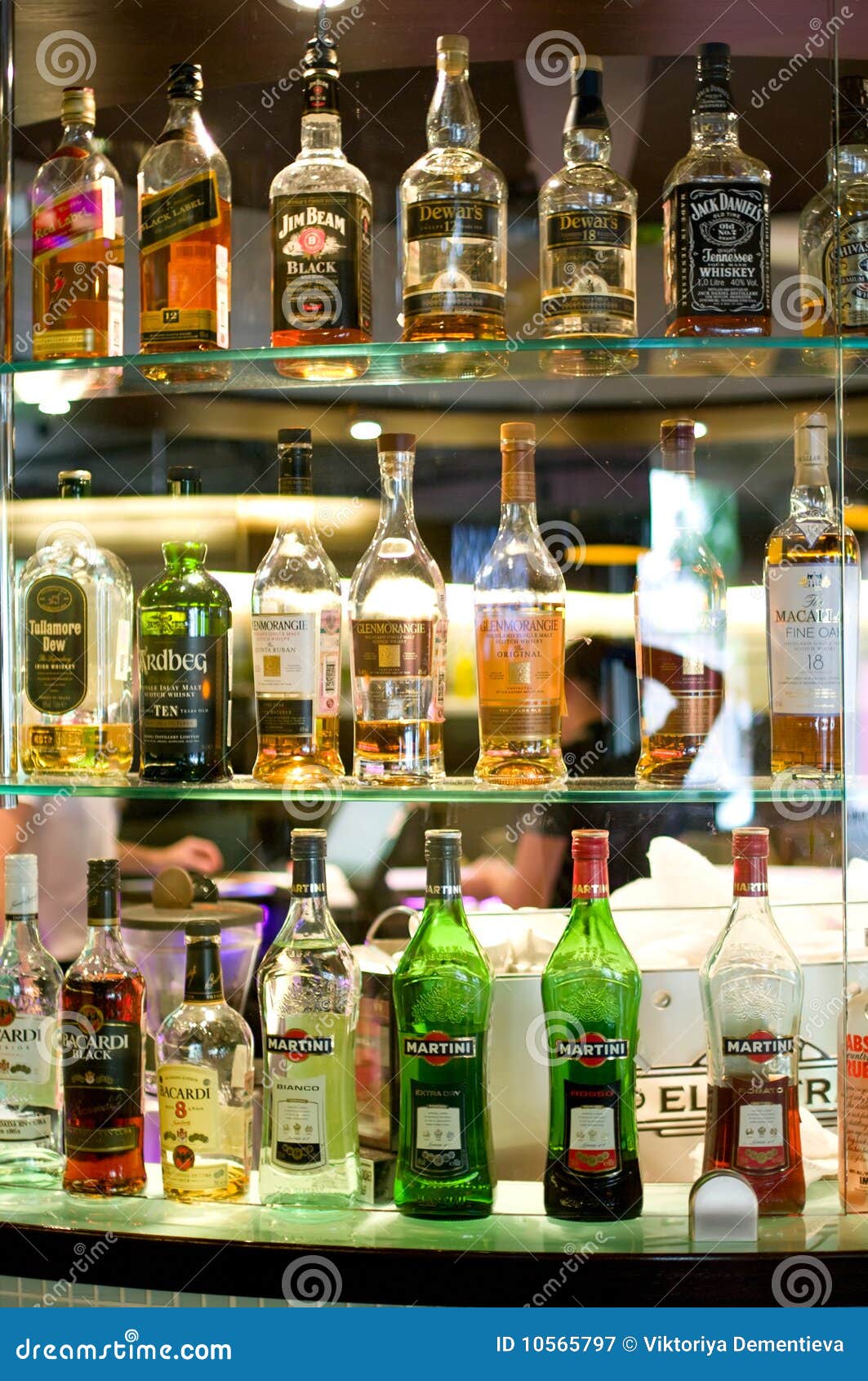 bottles of spirits and liquor at the bar
