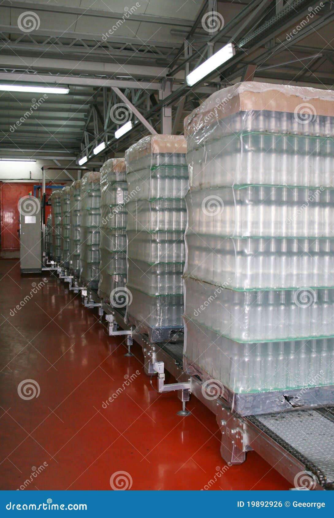 Bottles stored for delivery in depot