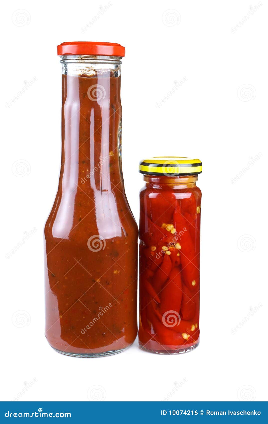 Bottles with Tomato Ketchup and Chili Peppers Stock Photo Image of