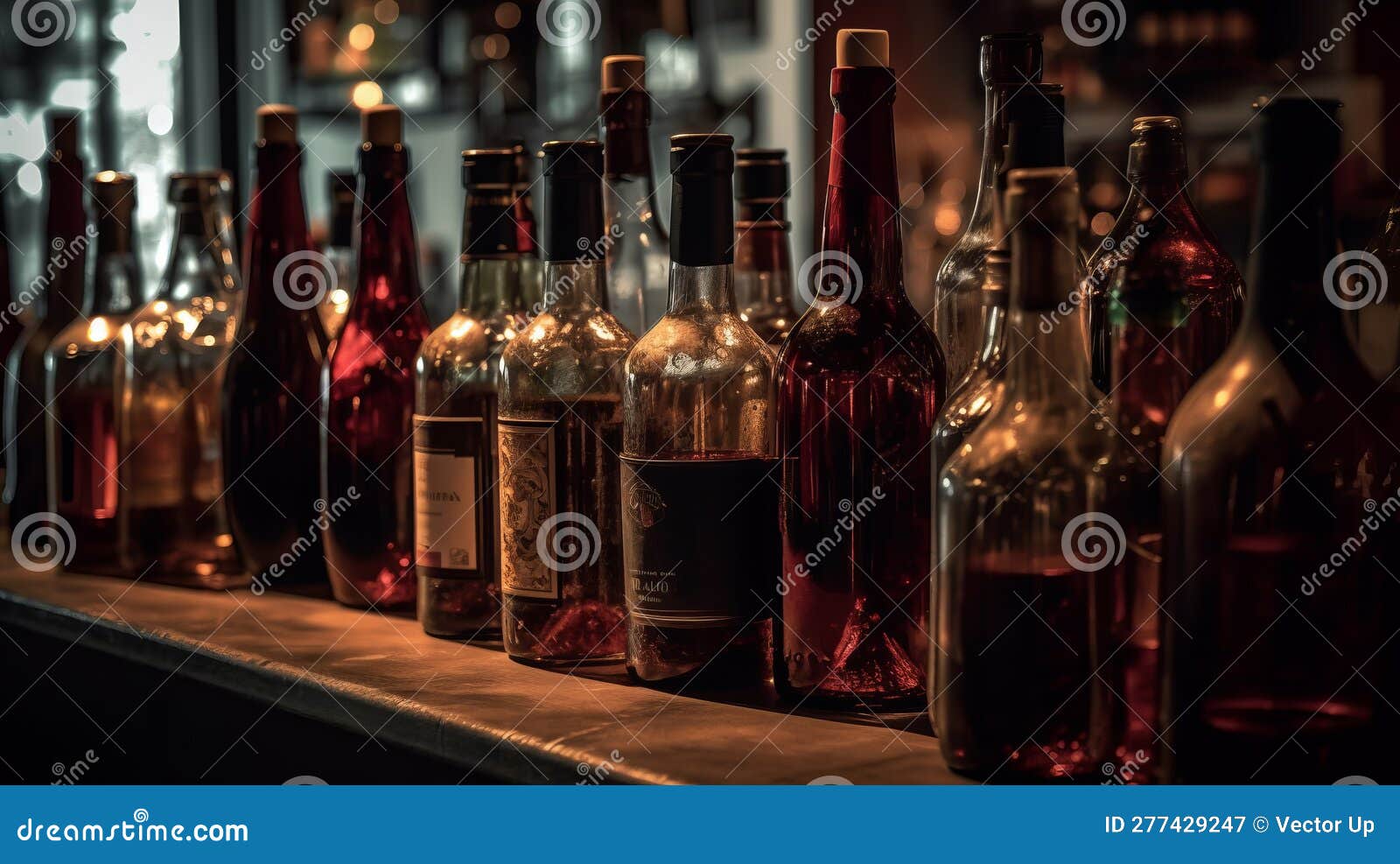 Bottles of Wine in Bar. Generative AI Stock Image Image of cold
