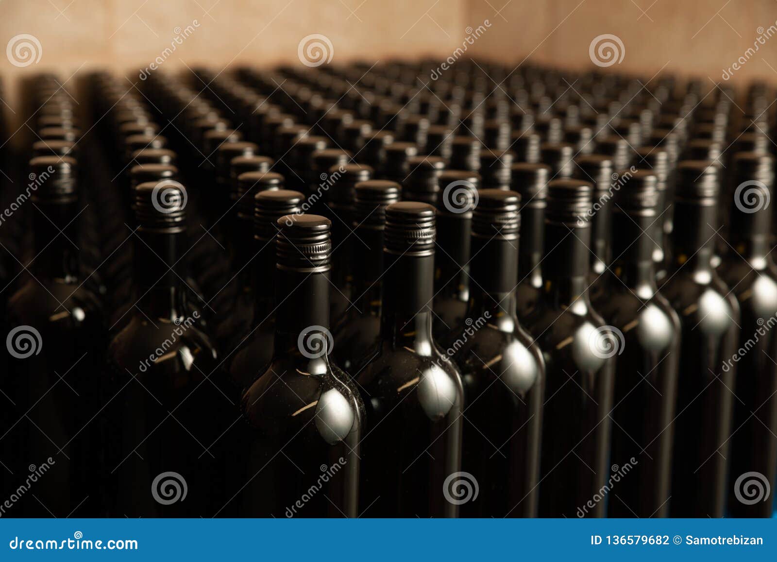 Bottles of Wine in Winecellar Redy for Packing and Delivery Stock Photo