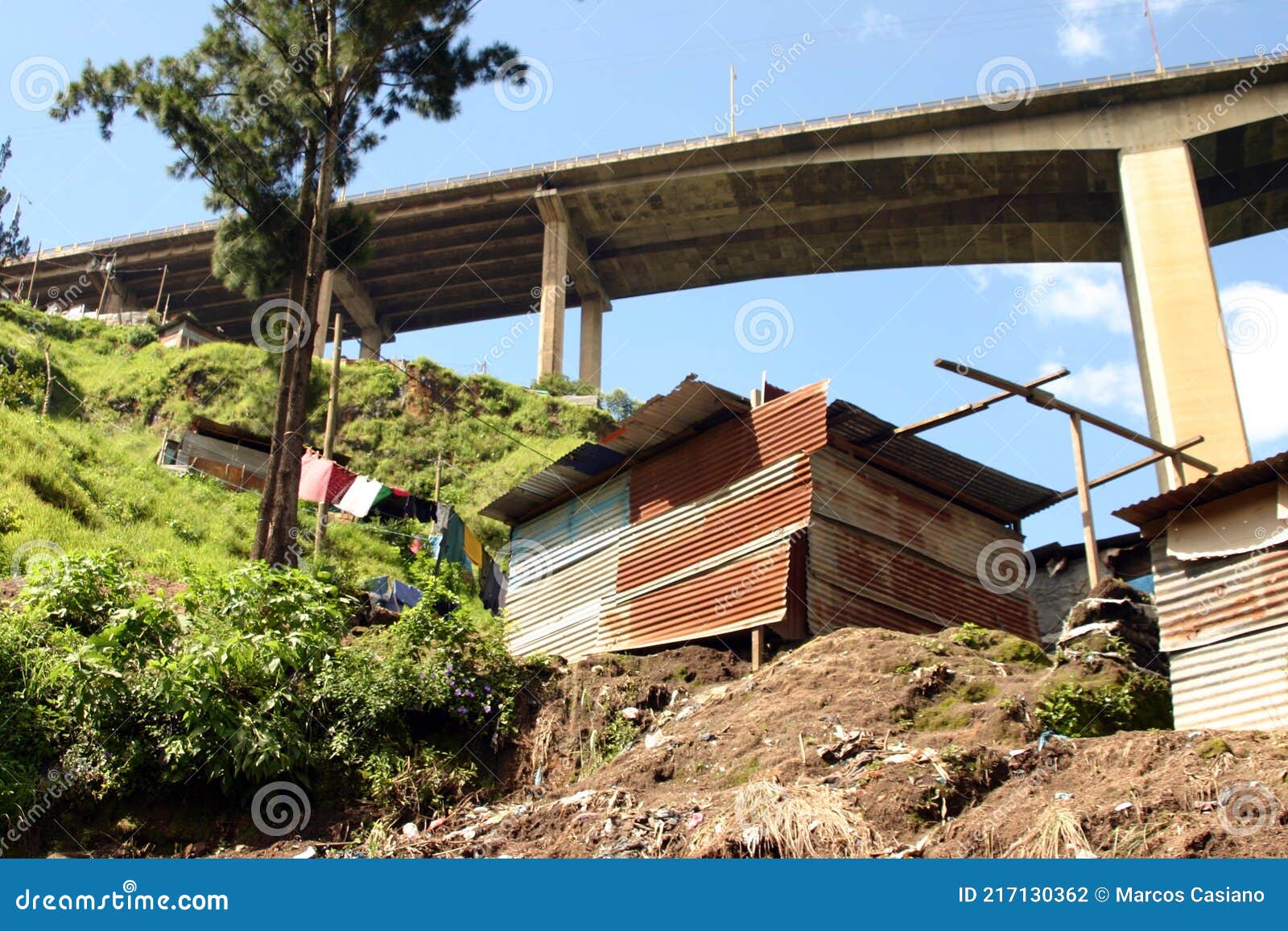 the poor homes near the incienso bridge in guatemala city.