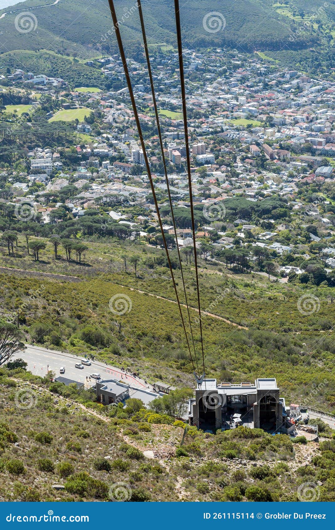Bottom Cableway Building on Table Mountain Seen from Cable Car Stock