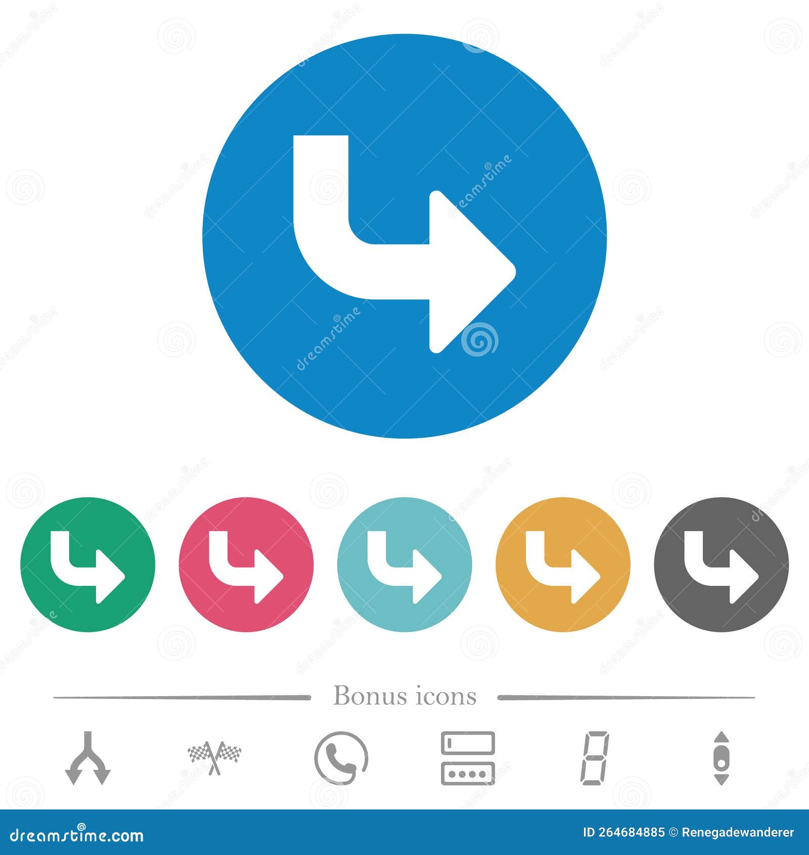 bottom right side turn arrow solid flat round icons