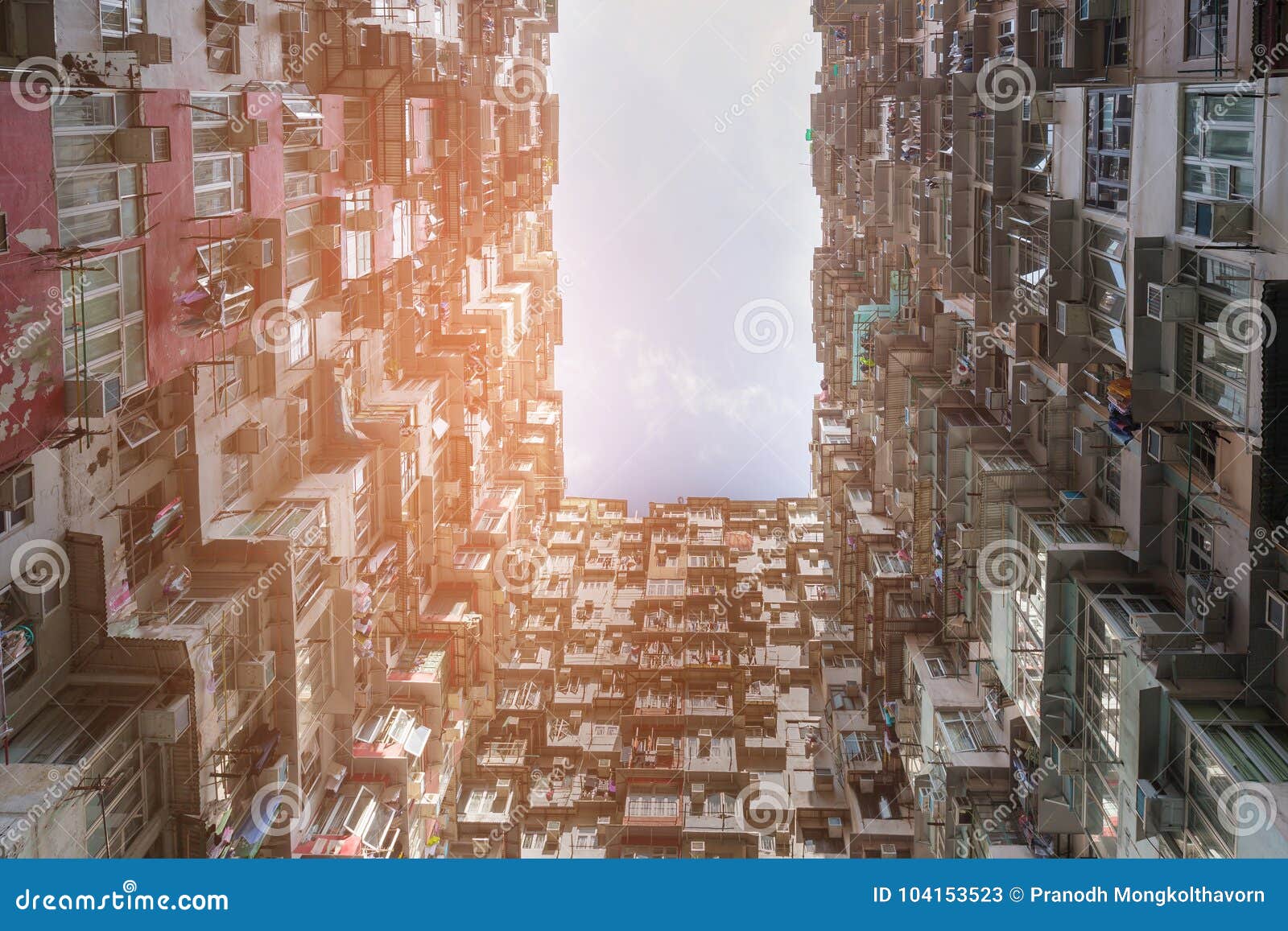 Bottom View Apartment Residence Area Hong Kong Downtown Stock Image ...