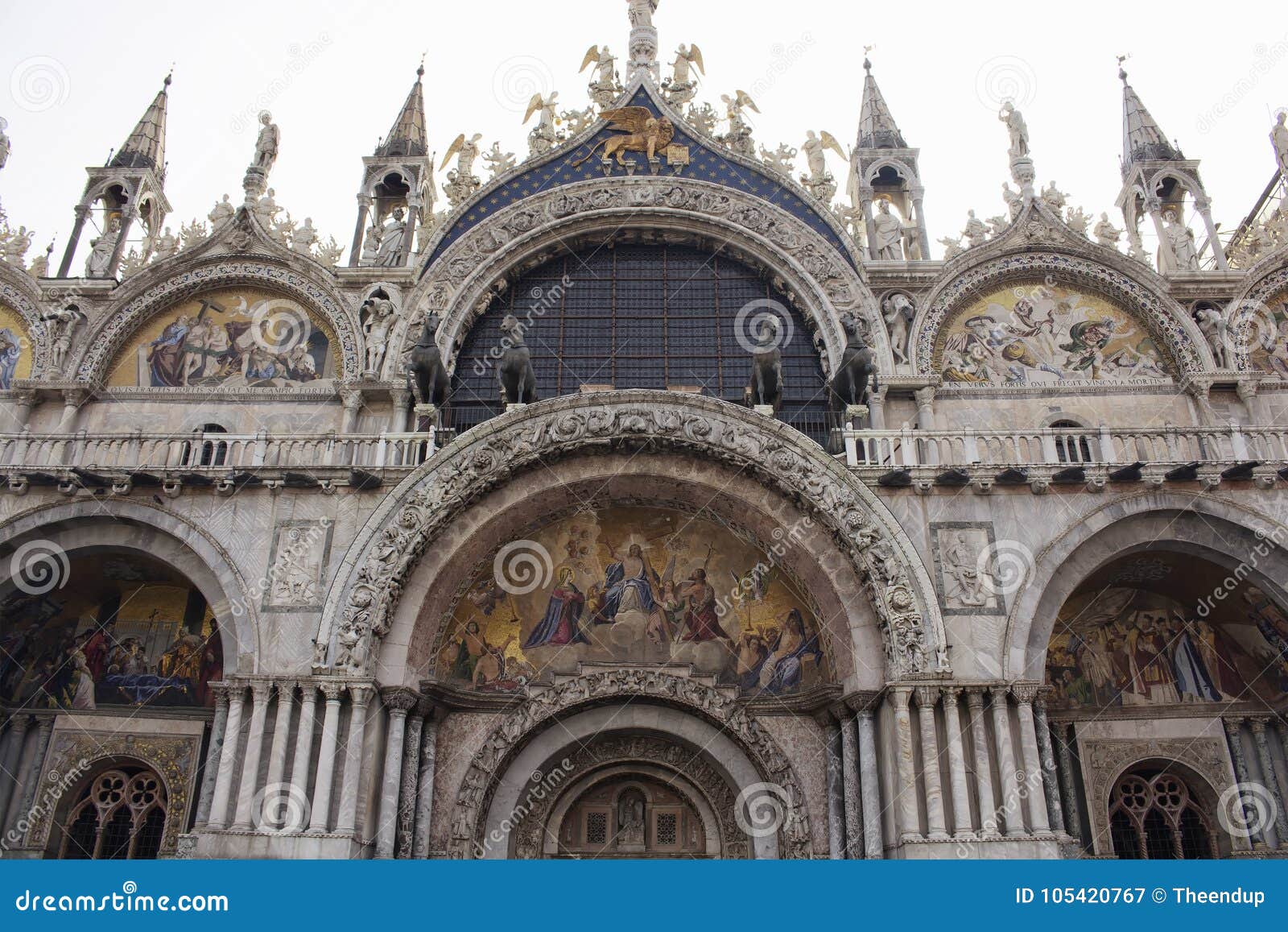 bottom view of saint mark`s basilica