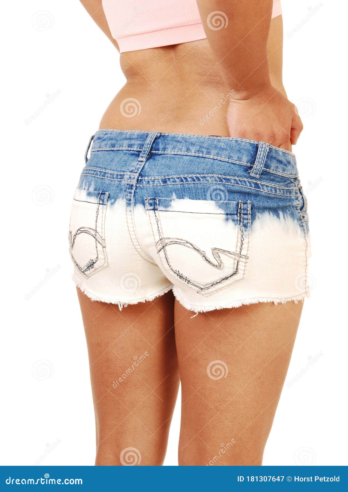Sexy Woman Tight Jean Shorts Stock Photo 362452631