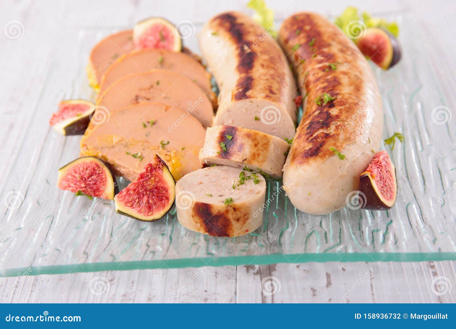Boudin Blanc, Saucisse Et Foie Gras Photo stock Image du festif, part
