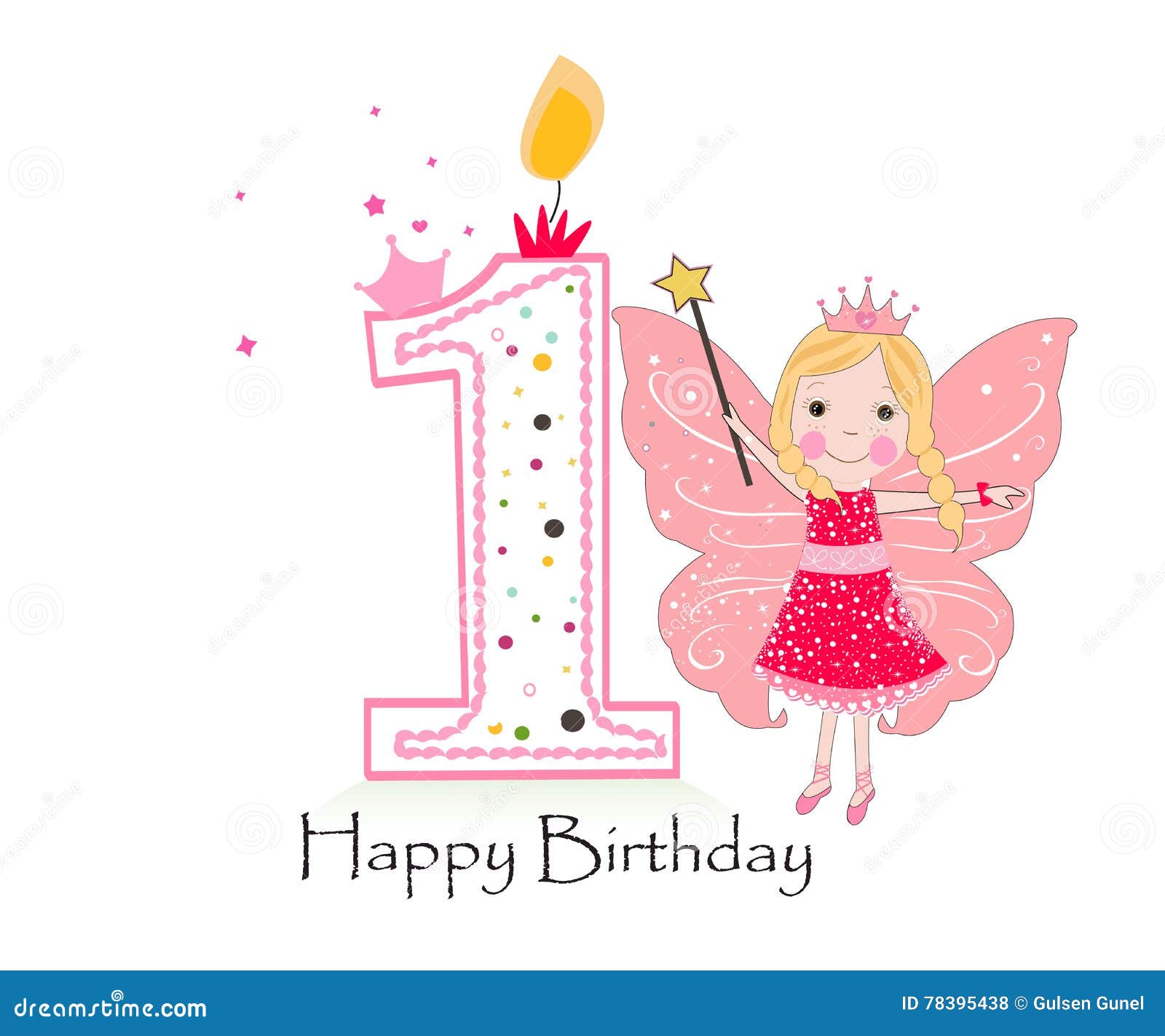 carte de vœux, anniversaire, fille, 2 ans, fête, joyeux anniversaire,  princesse, fée, confettis, coloré