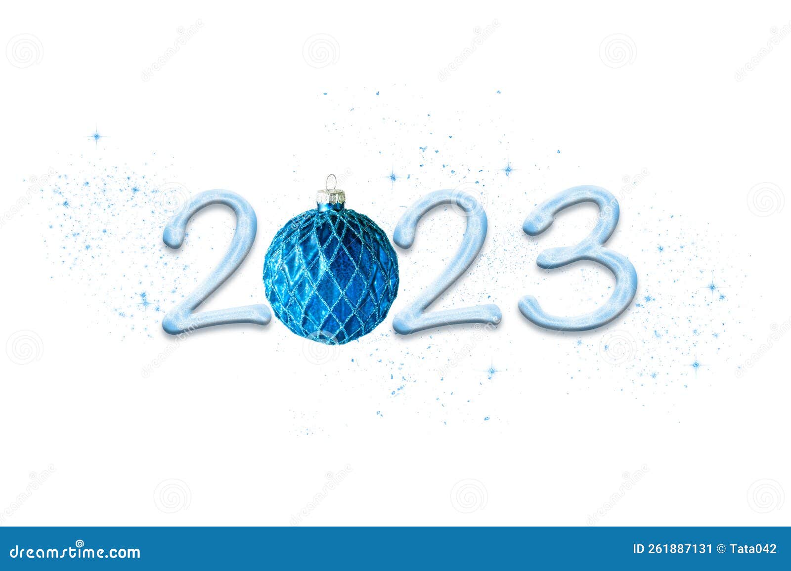 Boule De Noël Bleu Avec Paillettes Comme Chiffre 0 Dans Le Numéro 2023