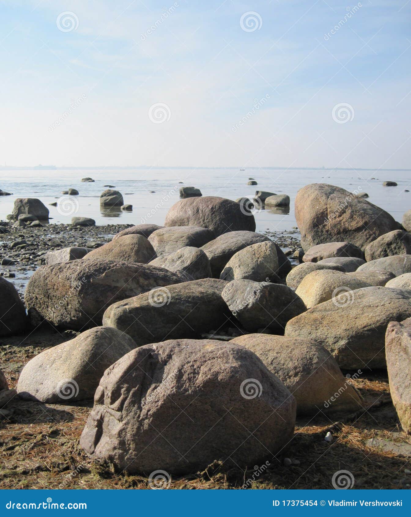 Boulgers on seacost. The big sea stones on seacoast