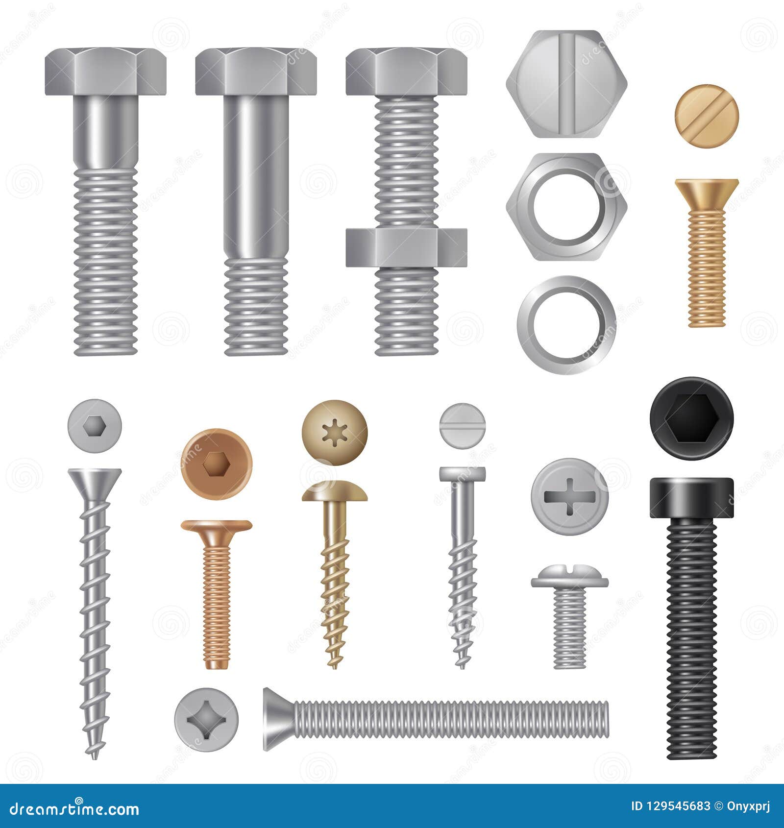 Vis En Métal Éléments En Acier De Construction De Tête De Rivet D'écrou De  Vis De Boulon Ensemble De Vecteur D'isolement Par Boul Illustration de  Vecteur - Illustration du chrome, éléments: 133343903