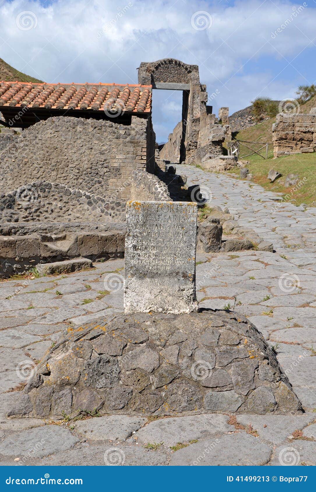 Boundary stone of the ancient city of Pompeii. Boundary stone (cippus) of the ancient city of Pompeii. Cippus of Titus Suedius Clemens.