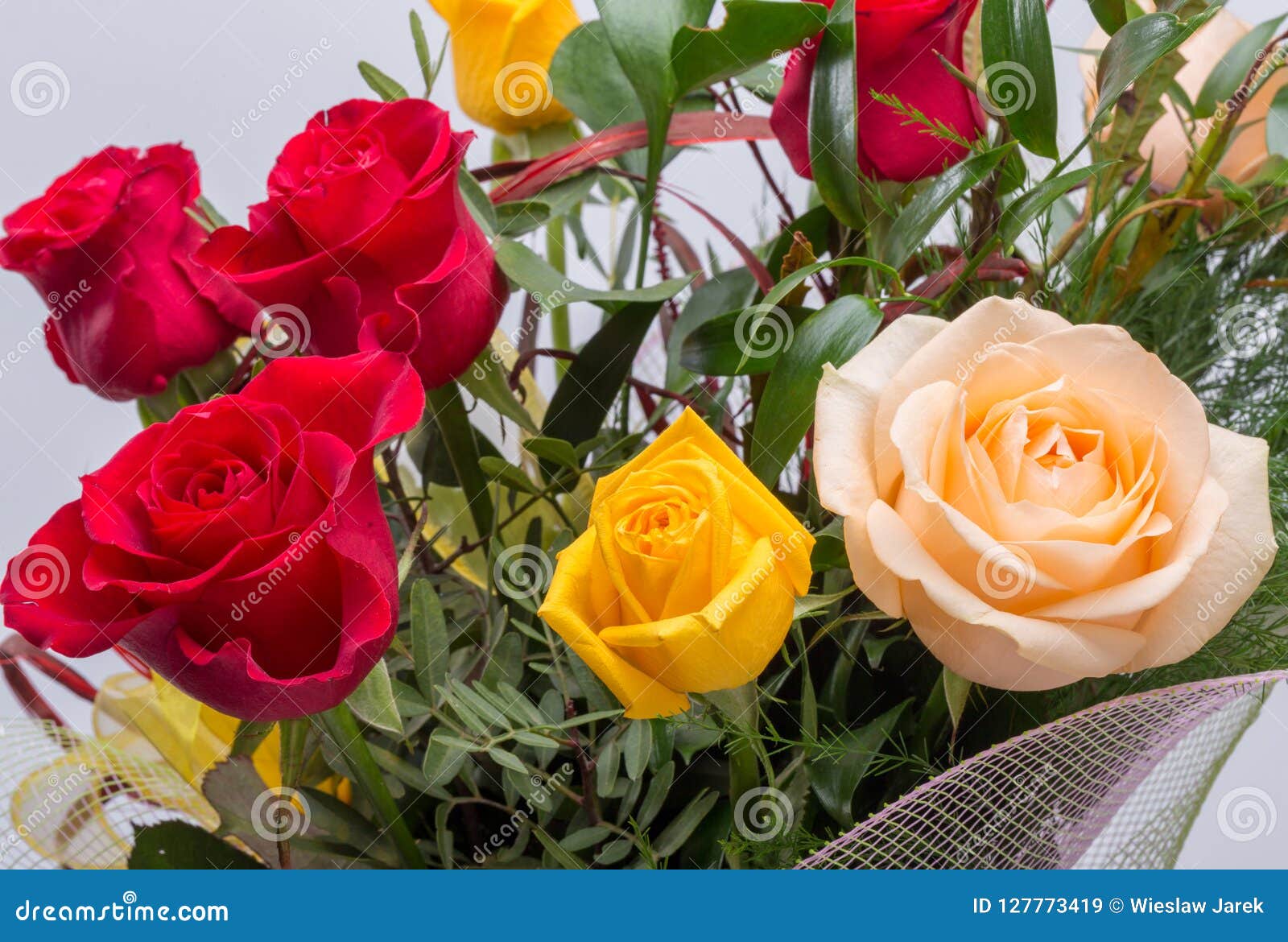 Bouquet of Assorted Multicolored Roses Stock Image Image of flora