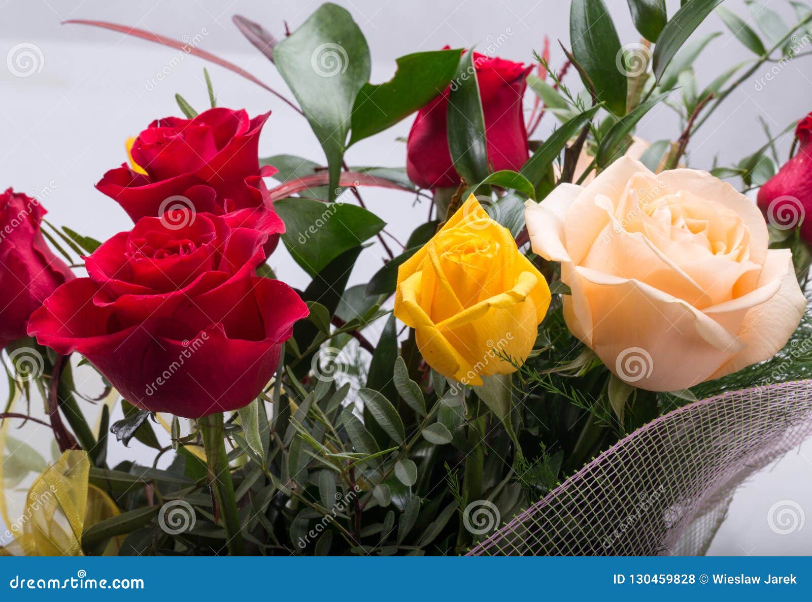 Bouquet of Assorted Multicolored Roses Stock Photo Image of delicate