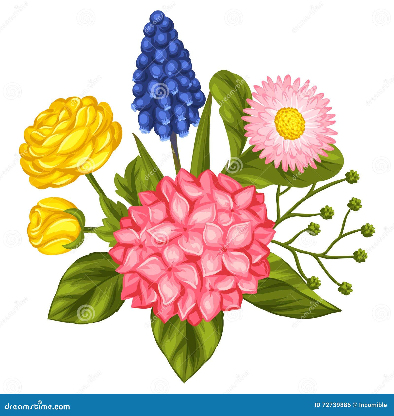 Bouquet Avec Des Fleurs De Jardin Illustration De Vecteur
