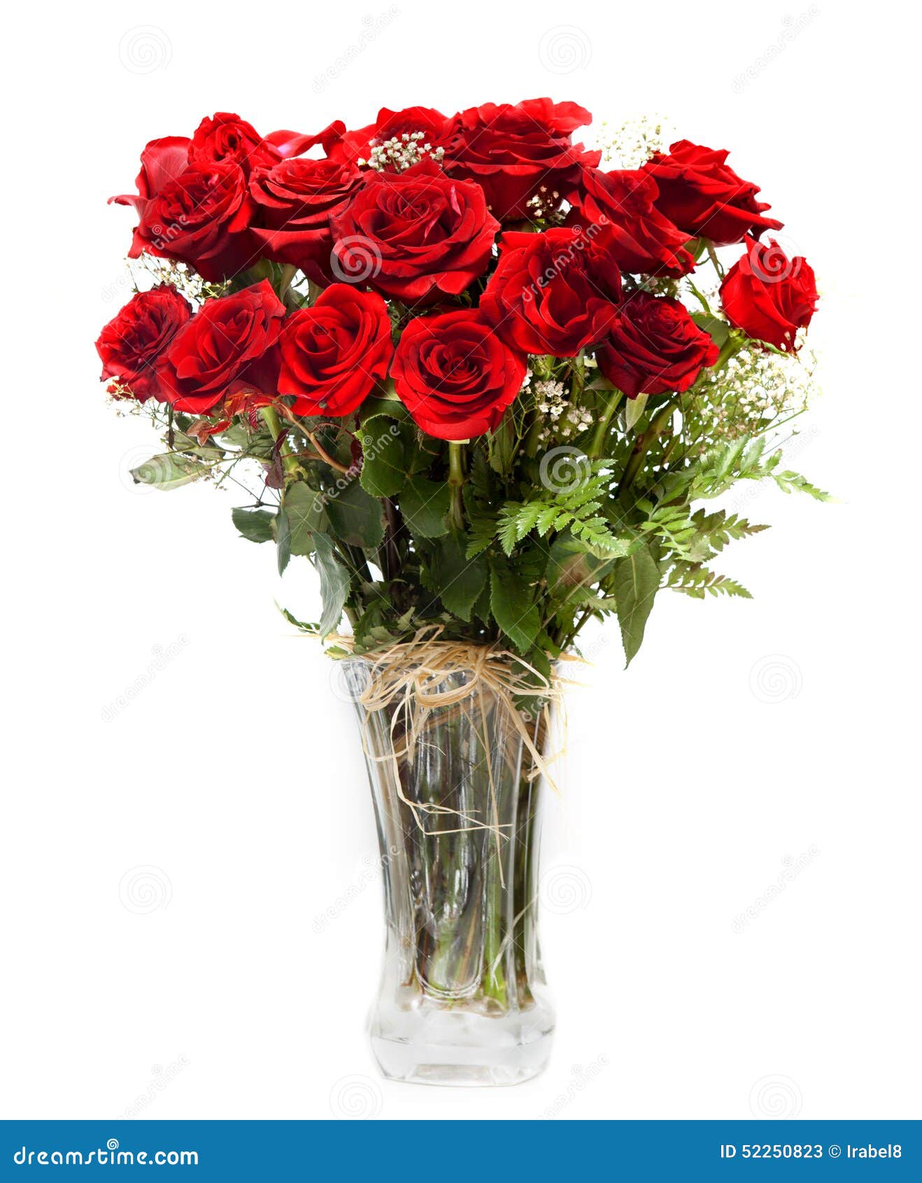bouquet of blossoming dark red roses in vase