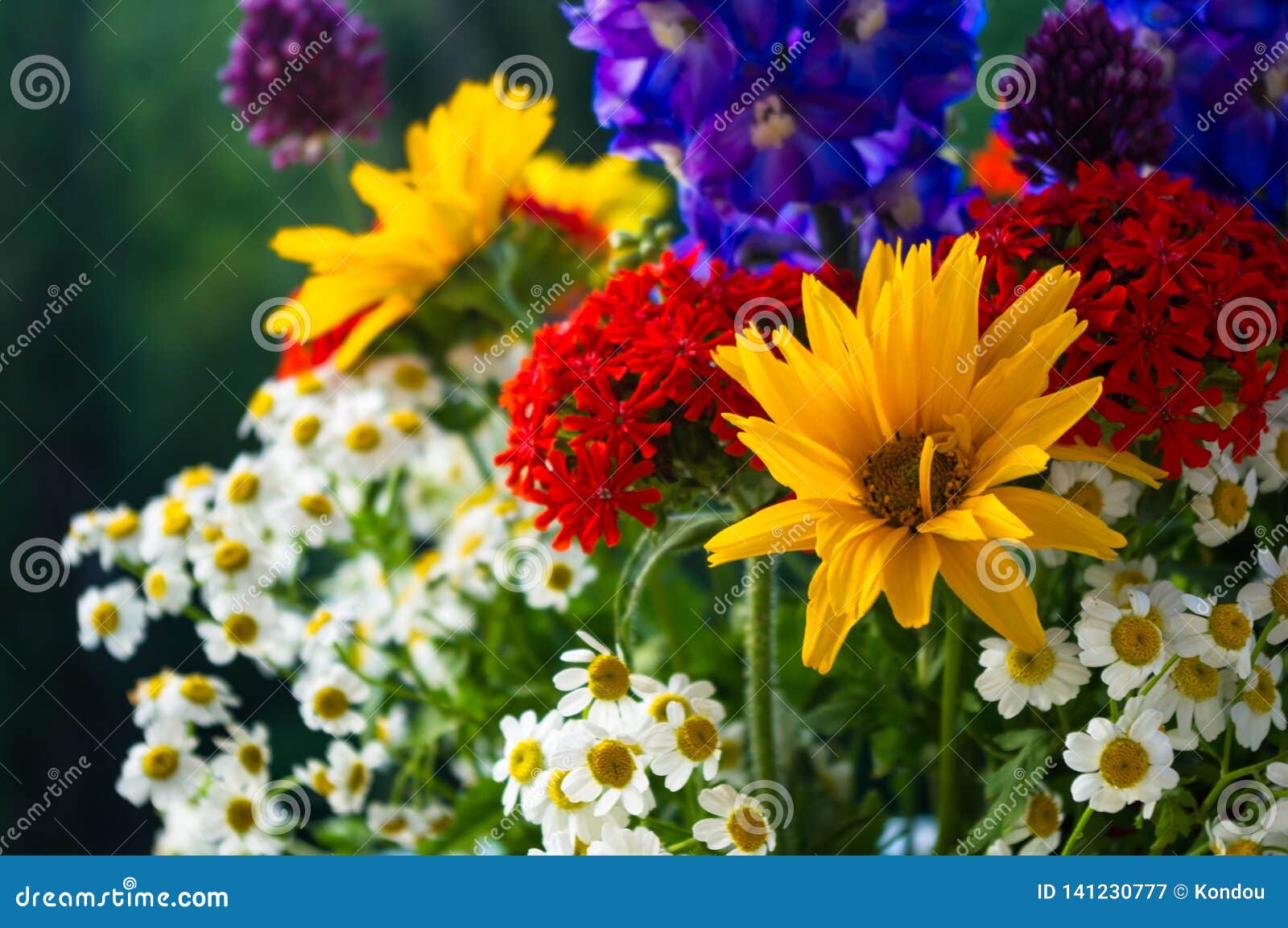 A Bouquet of Bright Spring Flowers of Various Types Stock Image - Image ...