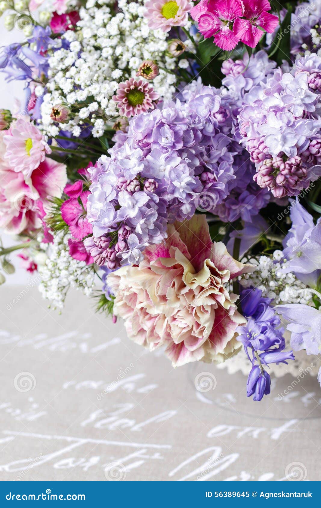 Bouquet of Carnations, Lilacs and Chrysanthemums Stock Image - Image of ...