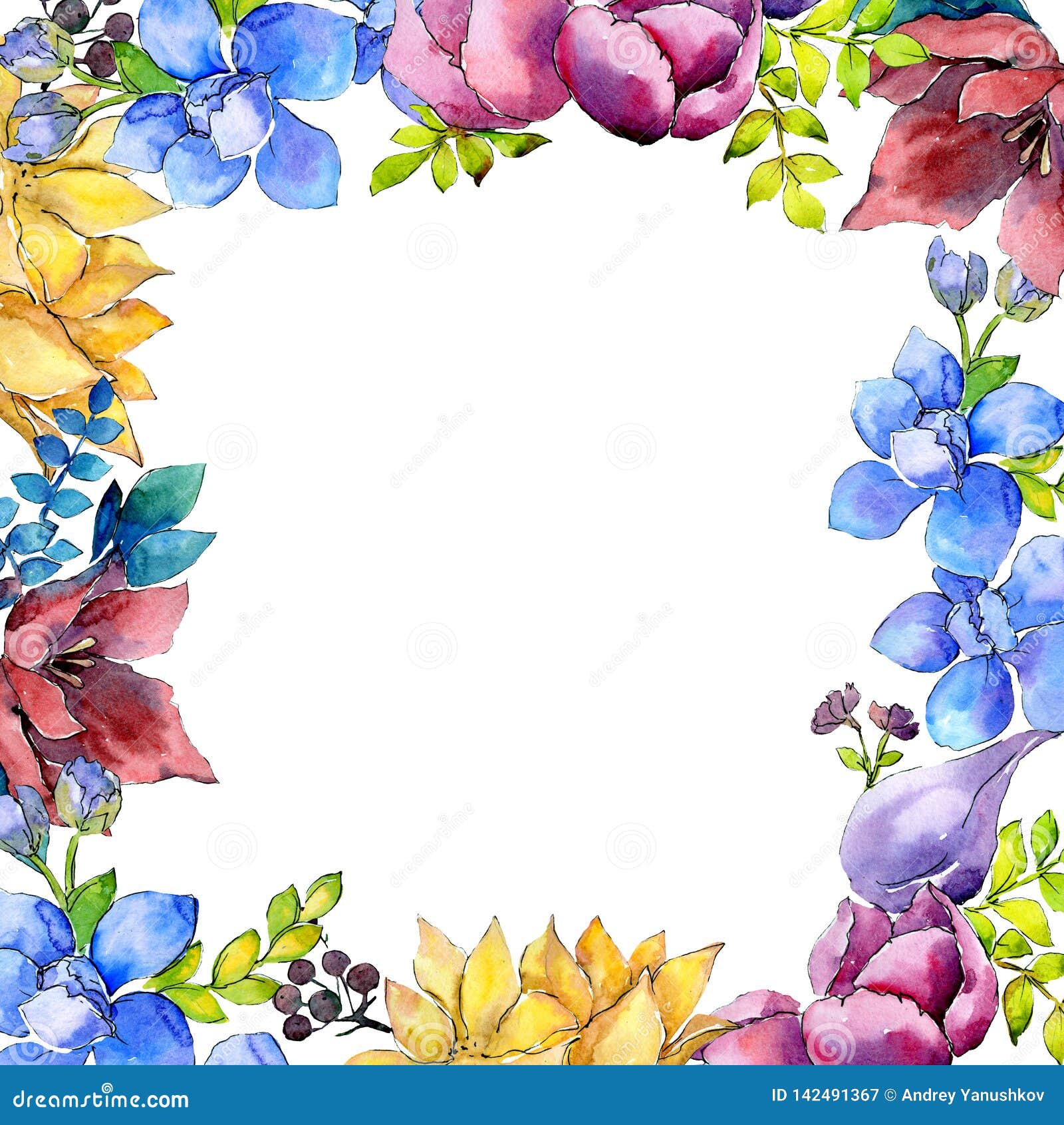 Bouquet Composition Floral Botanical Flowers Watercolor Background