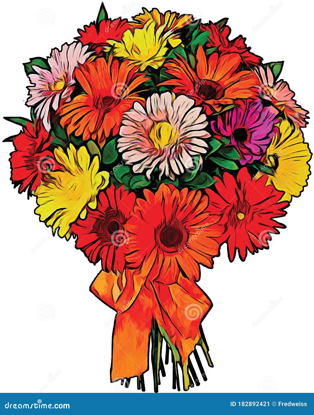 Bouquet of Daisies Vector Illustration Stock Vector Illustration of