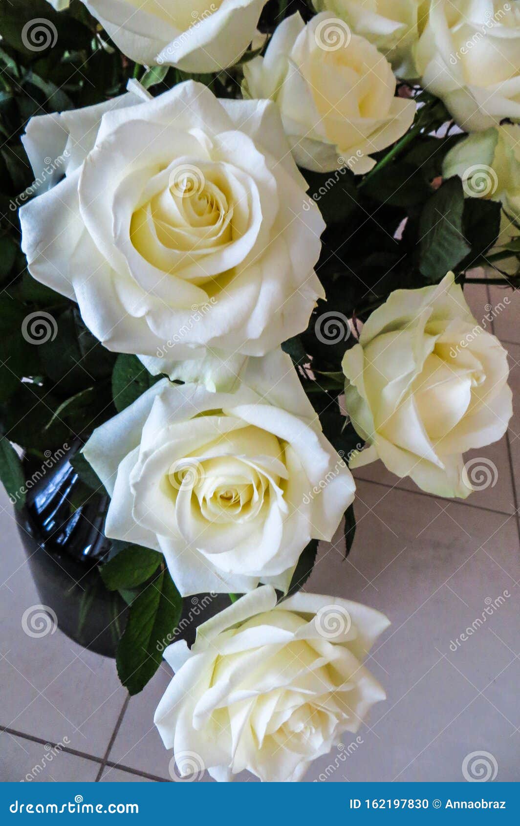 Bouquet De Bellas Rosas Blancas Blandas En Un Jarrón Foto de archivo -  Imagen de decorativo, fragilidad: 162197830