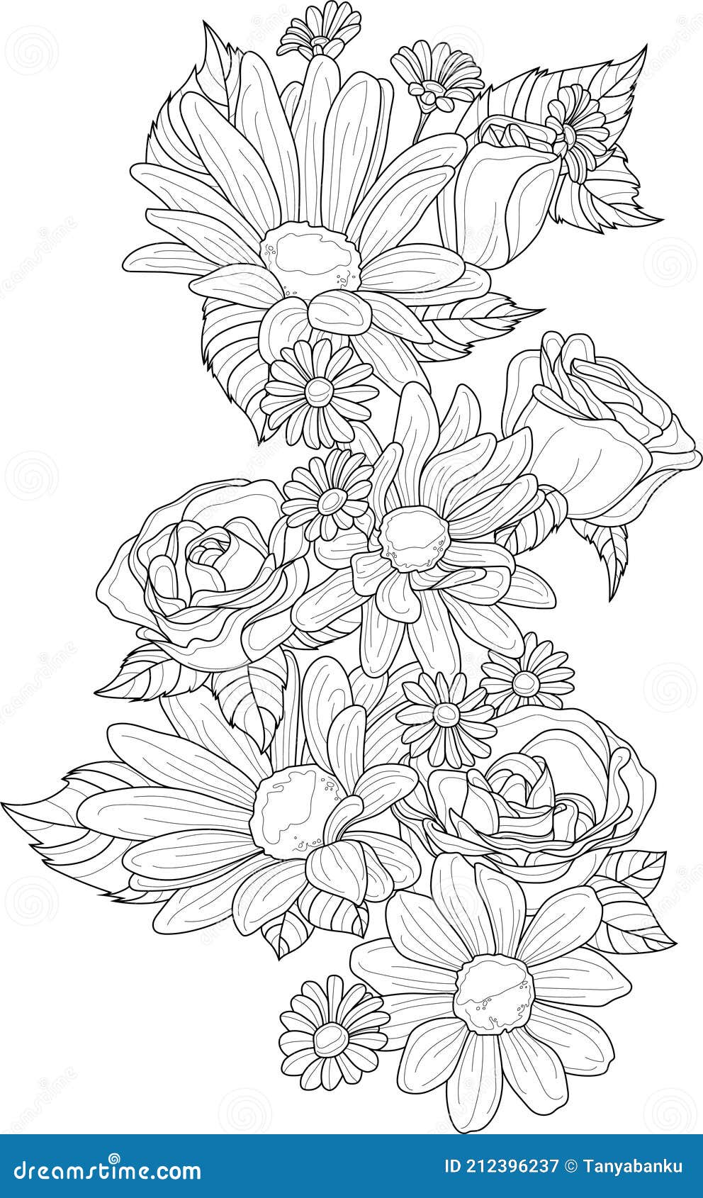 Bouquet De Fleurs Dessin Realiste Bouquet De Fleurs Réaliste De Mélange Avec Des Fleurs De Camomille De Roses Et Le Modèle De Croquis De Marguerite De Gerbera Illustration de Vecteur - Illustration du dessin, livre: 212396237
