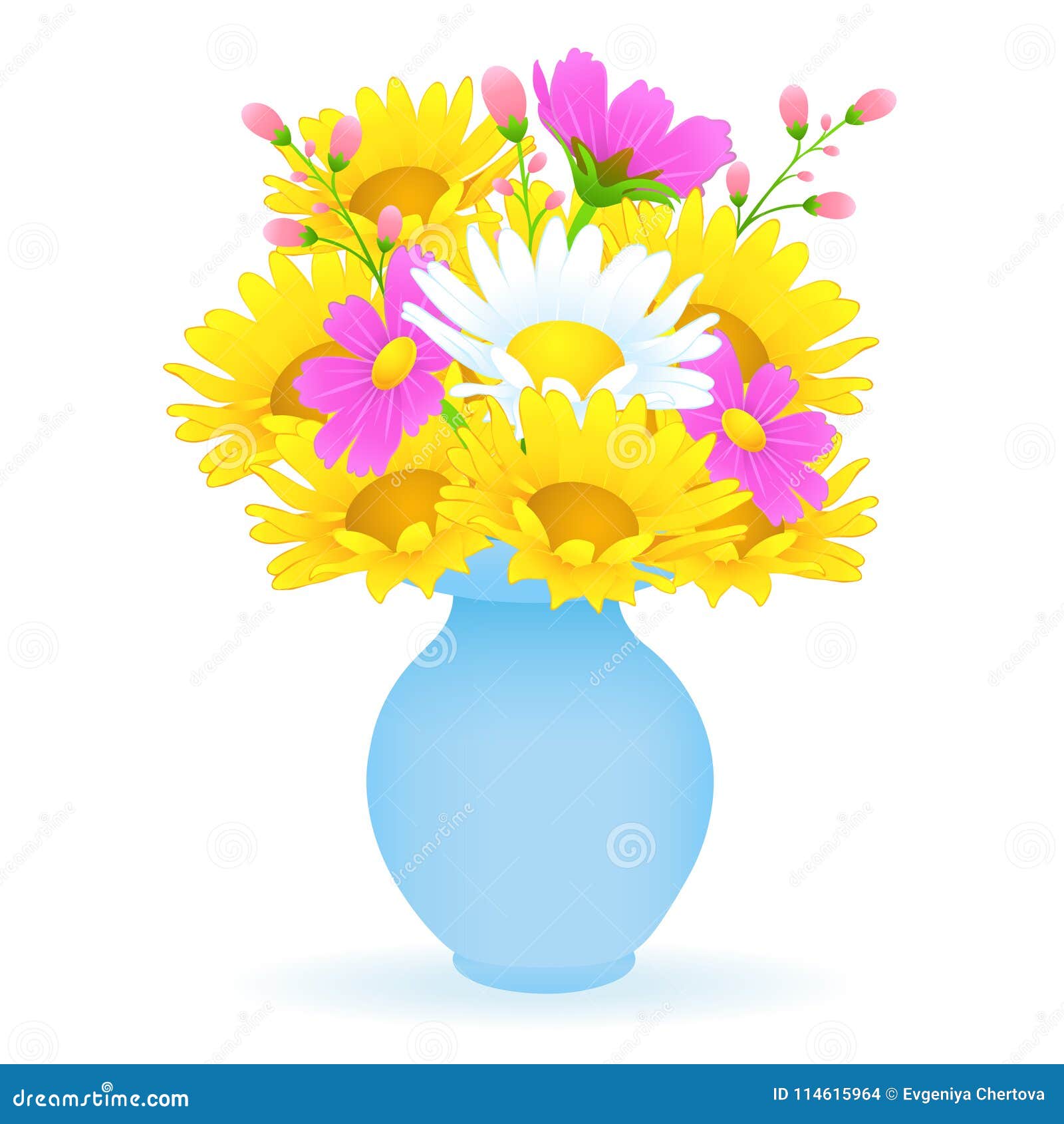 Dessin Bouquet De Fleurs Dans Un Vase Bouquet Des Fleurs Colorées Dans Le Vase, Dessin De Vecteur Le Pré Lumineux Bourgeonne La Camomille Jaune Et Blanche Et Les Fleur Illustration de Vecteur - Illustration du coloré, bourgeon: 114615964