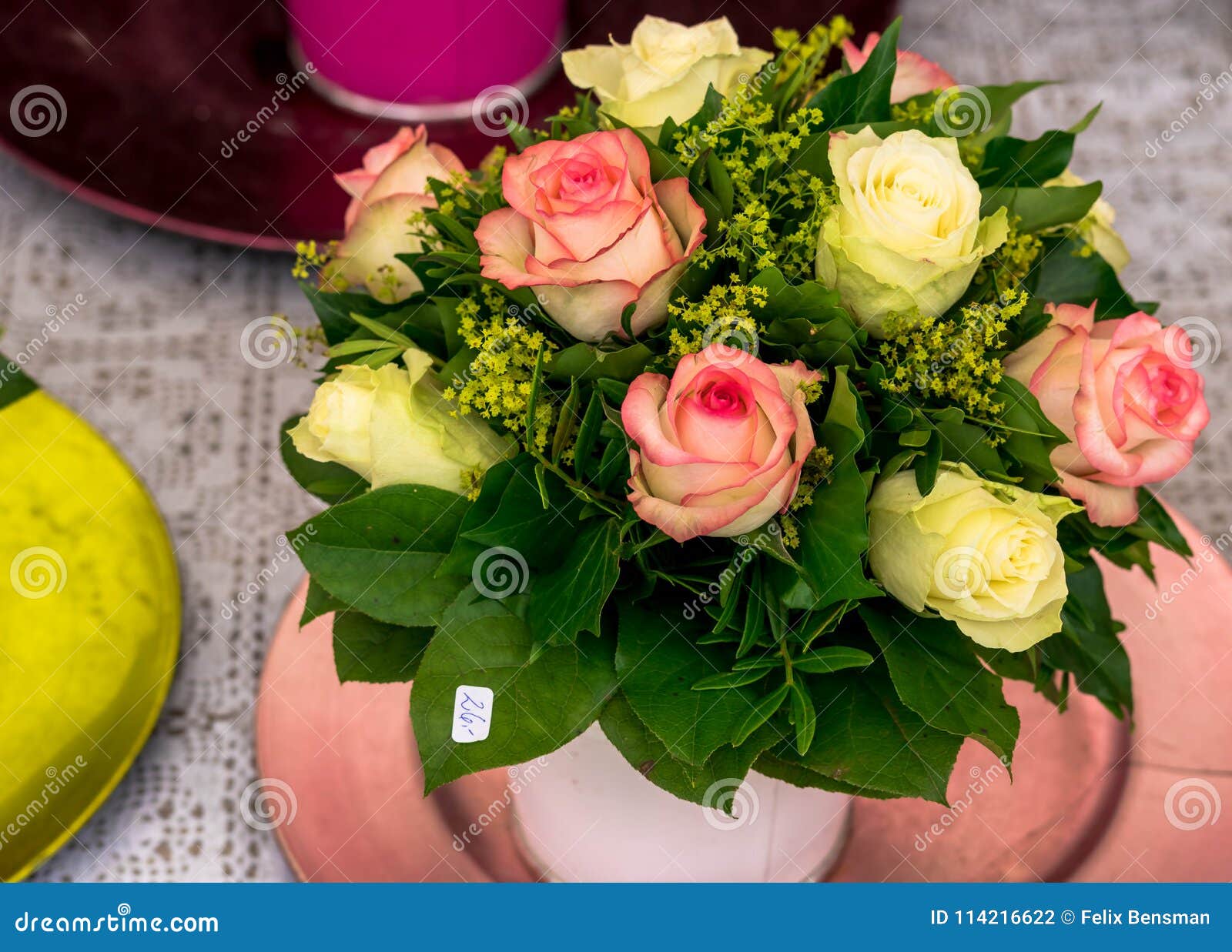 bouquet of different color roses stock photo - image of sale