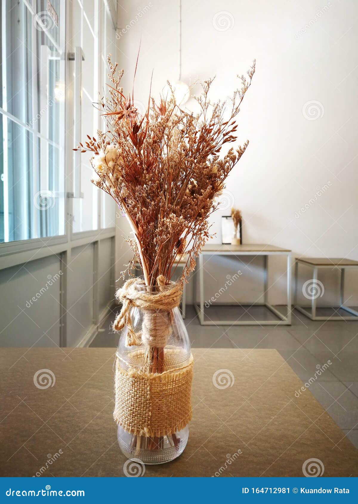 Bouquet of Dried Flowers in Vase Stock Image Image of composition