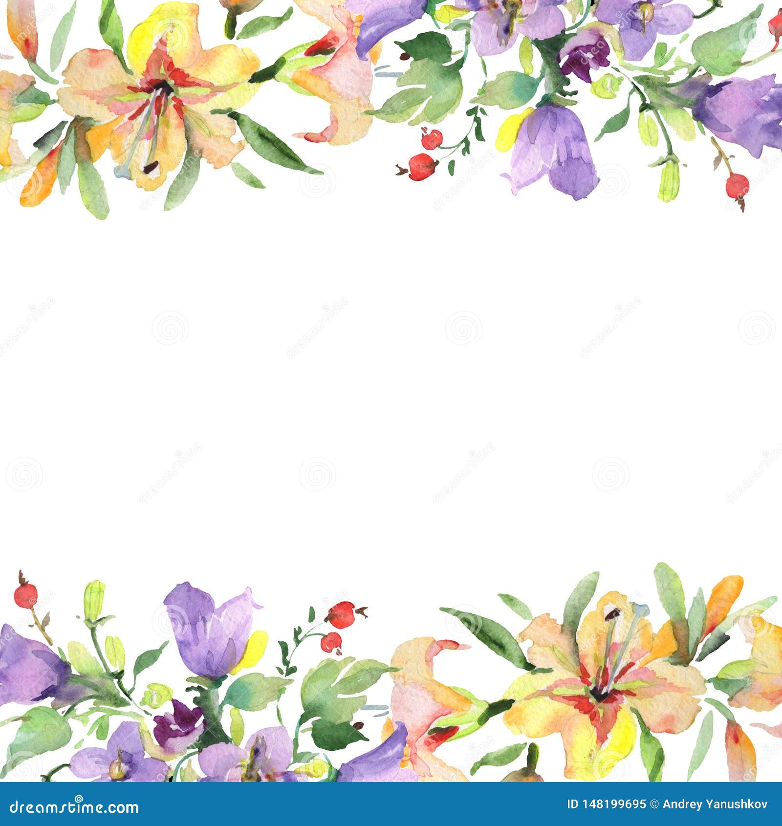 Bluebell flowers set. Floral plants with blue blooms. Botanical