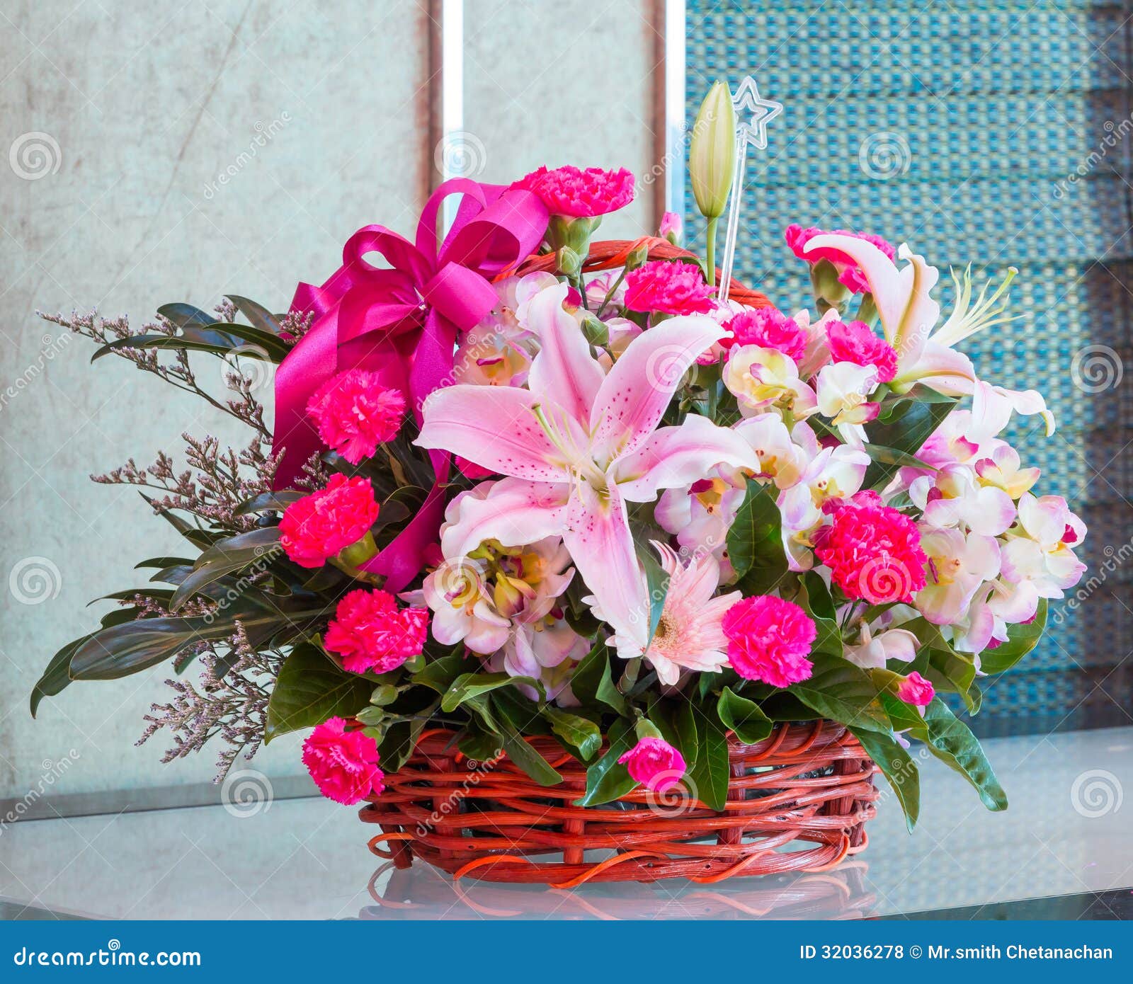 Bouquet of Flower in Wicker Basket Stock Photo Image of blossom, arrangement 32036278