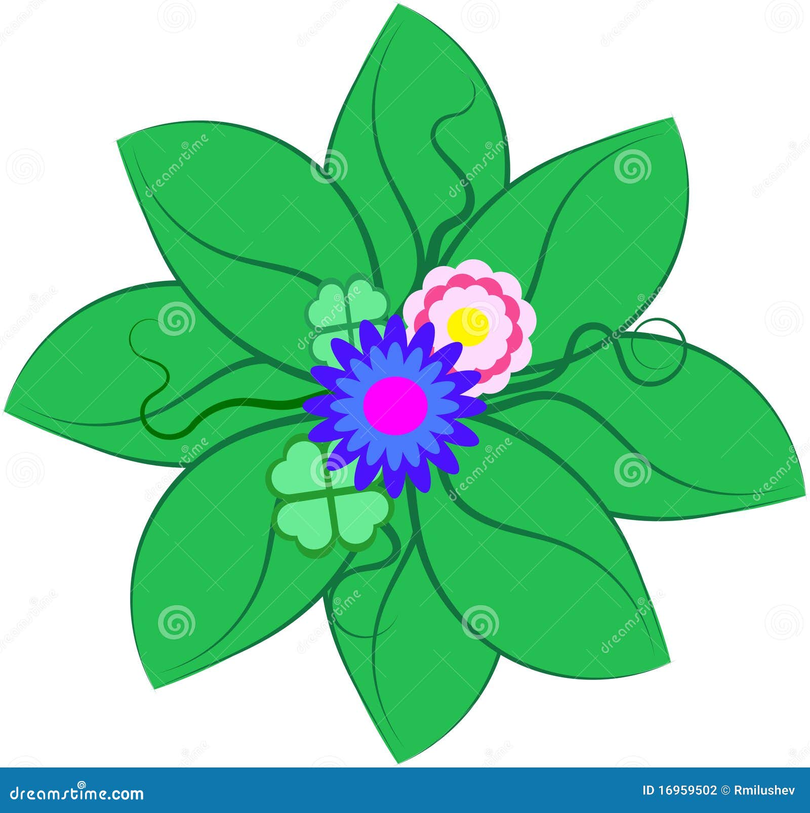 Bouquet of flowers stock vector. Illustration of green - 16959502