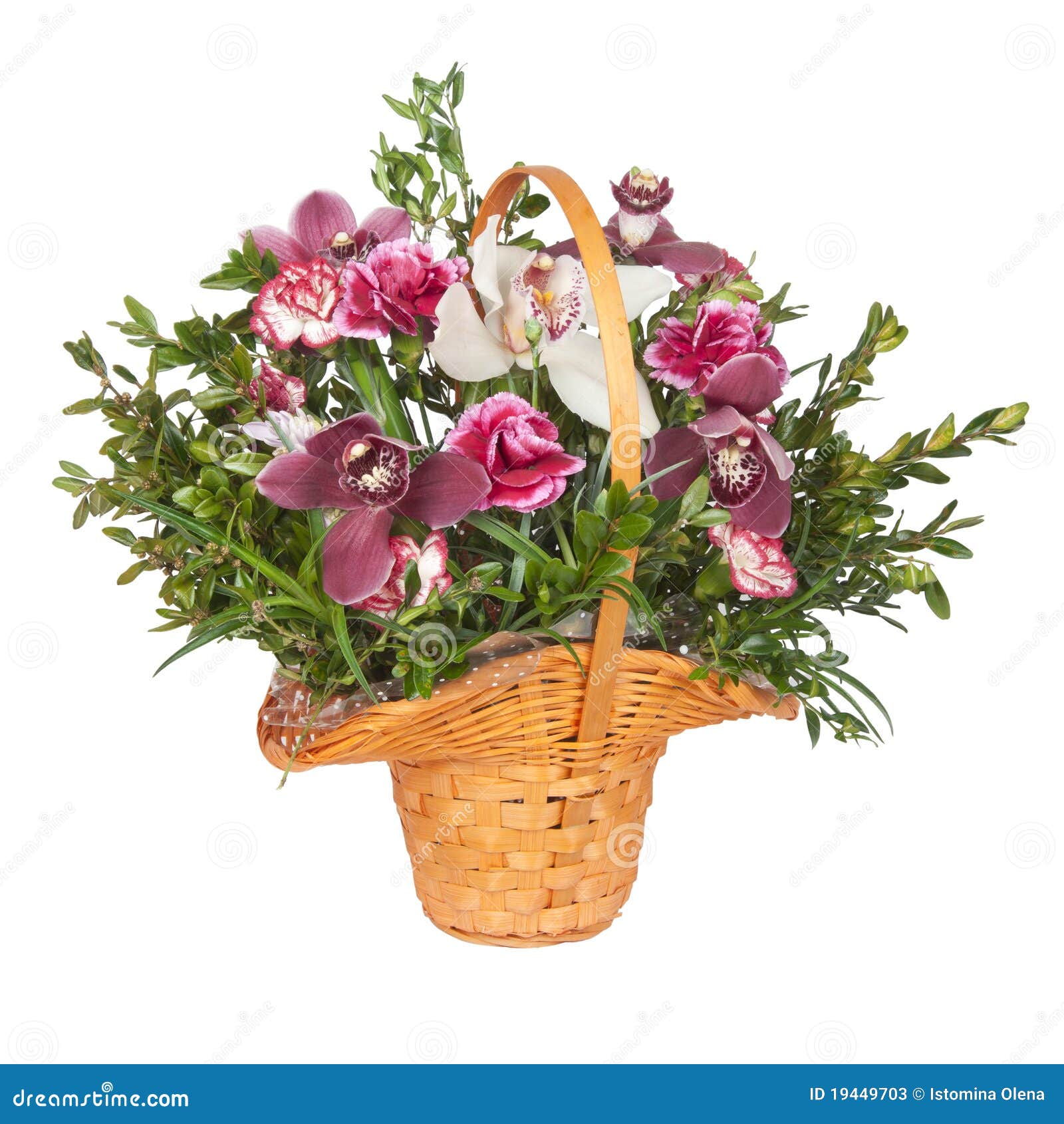 A Bouquet of Flowers in a Basket Stock Image Image of isolated