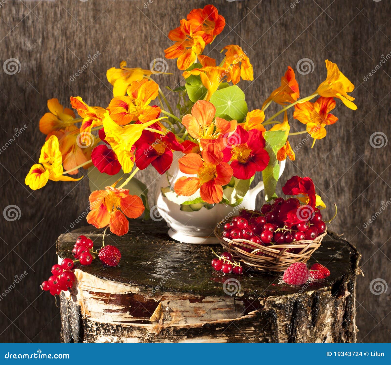 Bouquet of Flowers and Berries Stock Photo Image of violets, herb 19343724