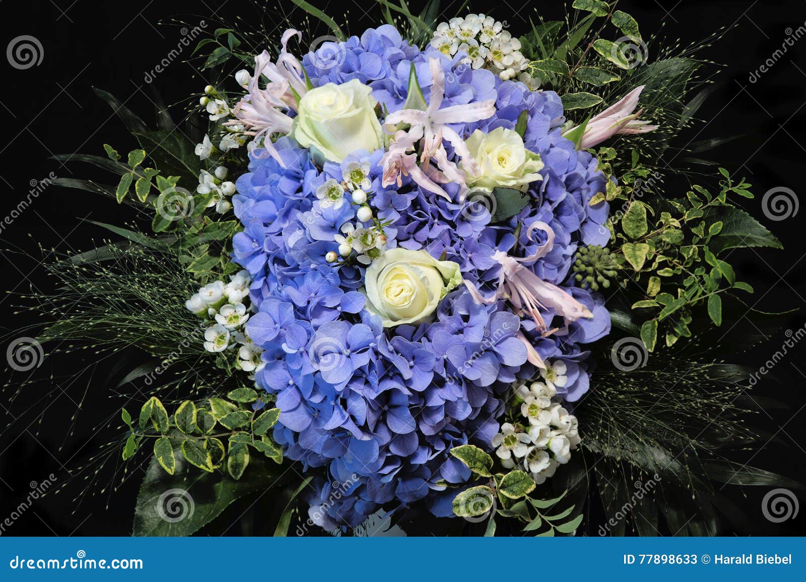 Bouquet of Flowers with Blue Hydrangea Stock Image Image of fresh