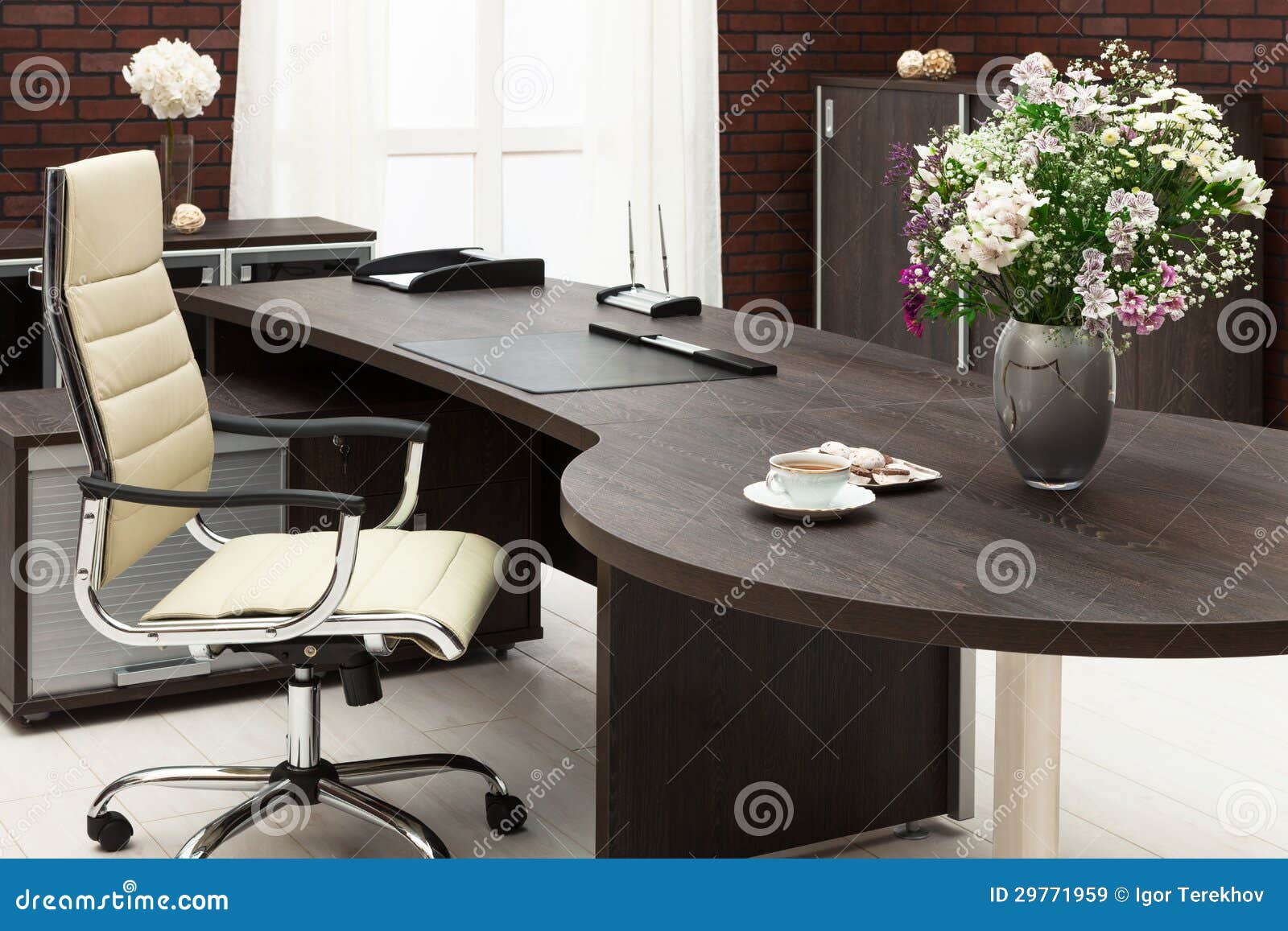 Bouquet of Flowers on a Desk Stock Image Image of elegance, flat