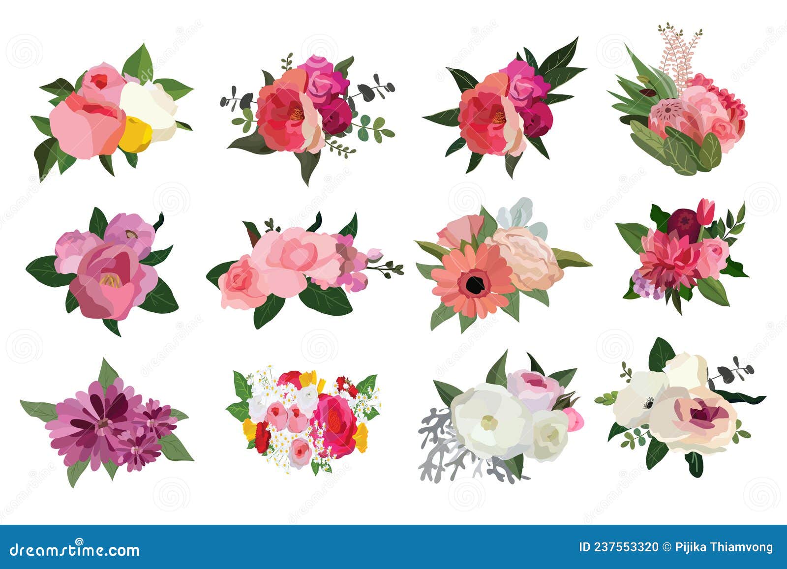 Bouquet of Flowers, Floral Bouquet Design. Stock Vector - Illustration ...