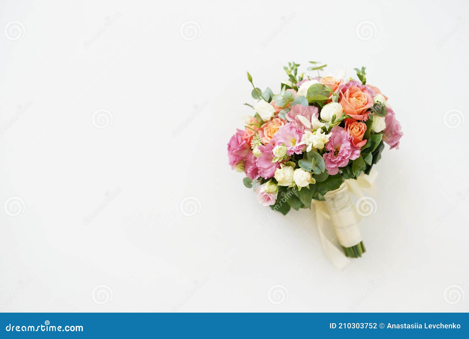 bouquet of flowers  on white background with copy space. wedding day