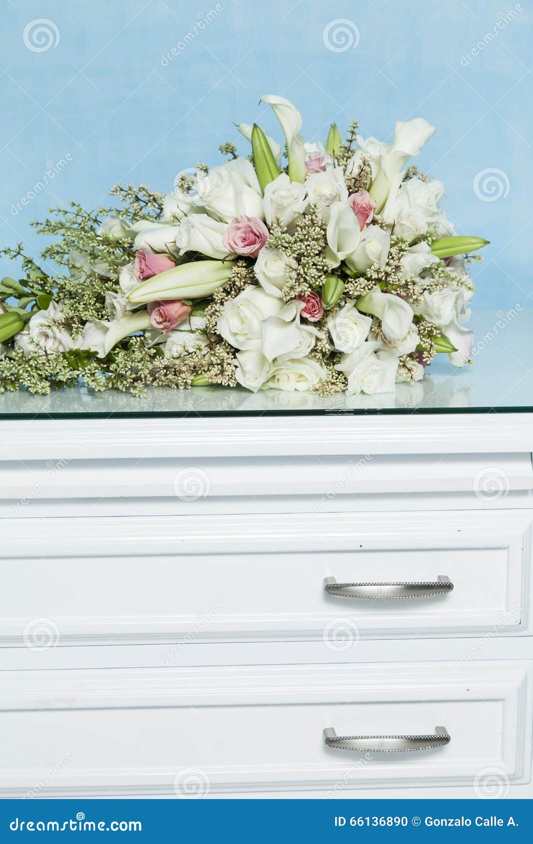 Bouquet of Flowers on the Nightstand Stock Photo Image of furniture