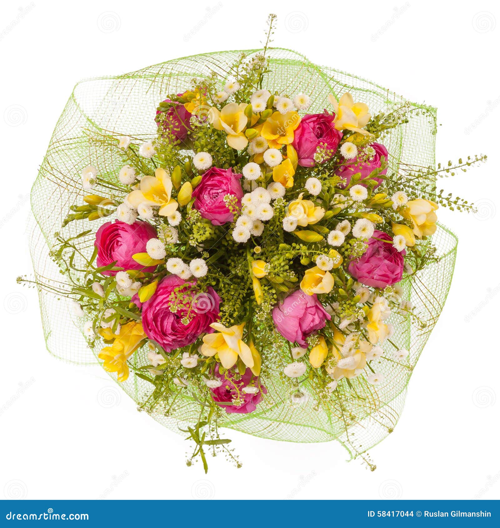 Bouquet of Flowers Top View Isolated on White Stock Photo Image of