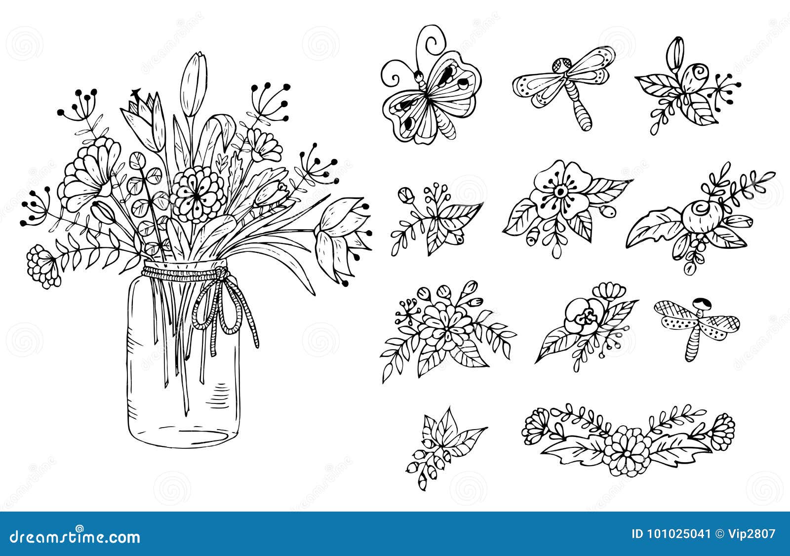 bouquet of flowers in the vase. floral s on a white background.