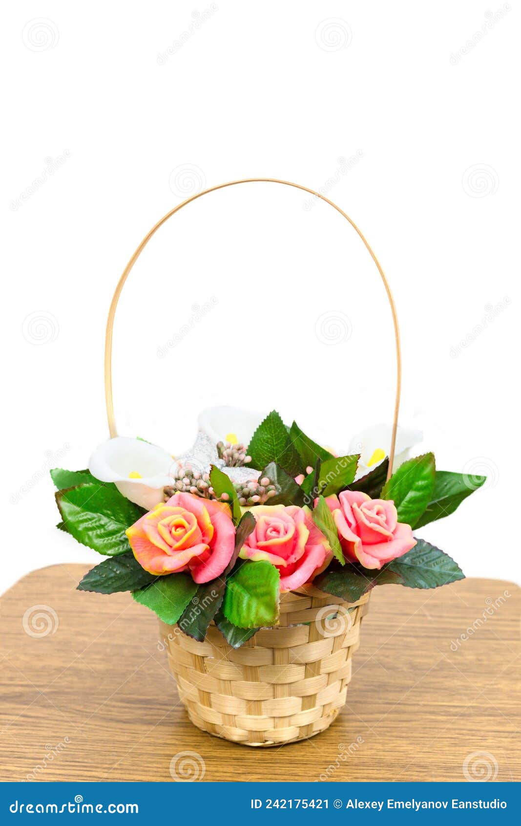 a bouquet of fragrant handmade soap form of bright roses and calla lilie