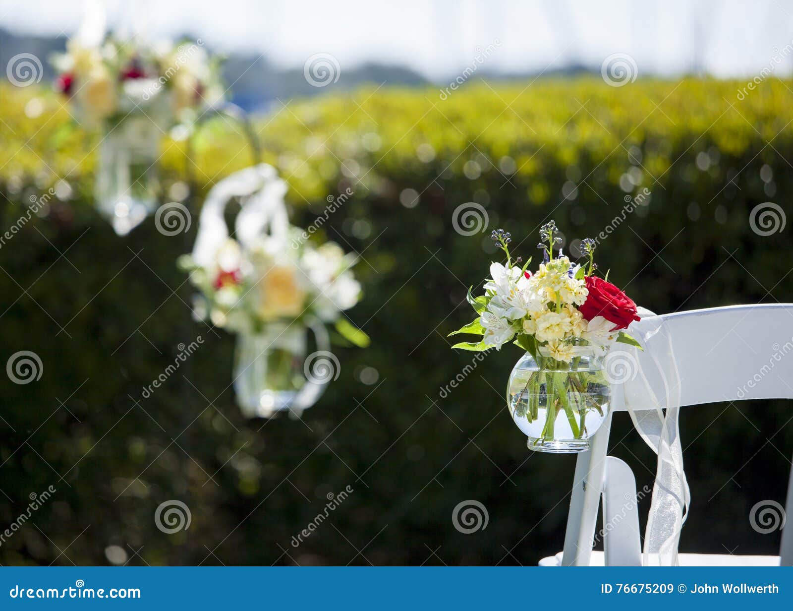 Bouquet of Hanging Flowers at Wedding Stock Image Image of space