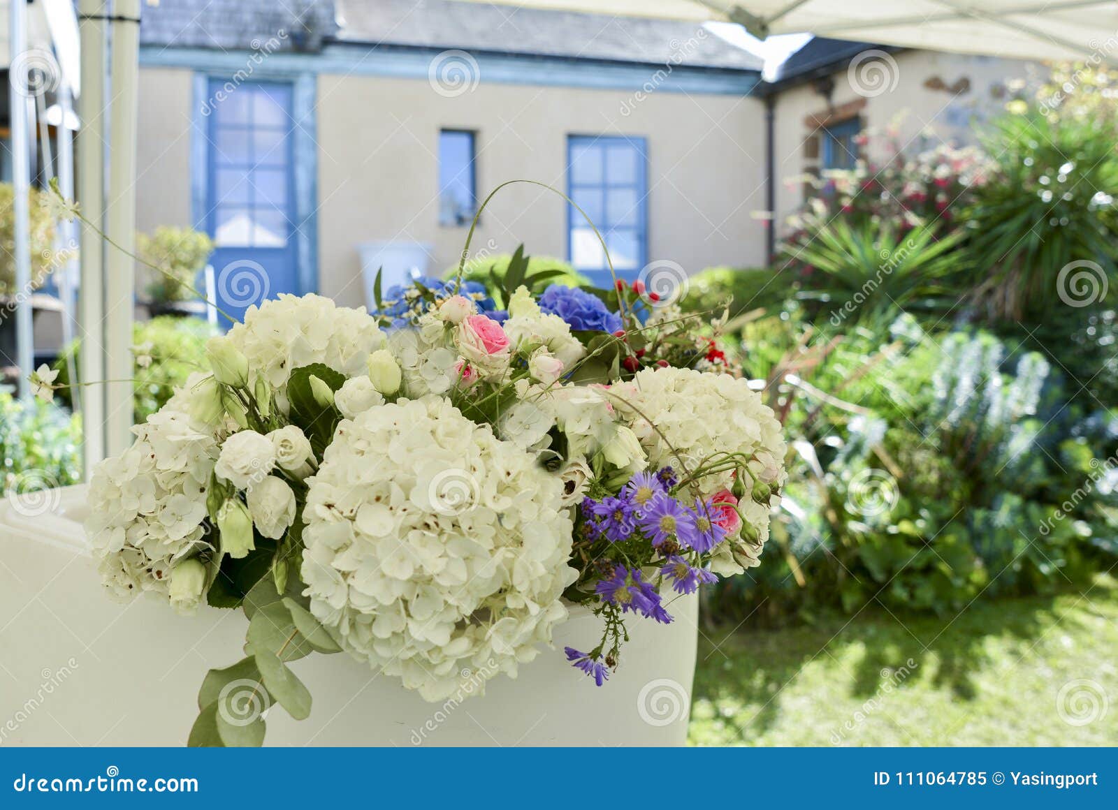 A Bouquet of Hydrangea, Rose Lisianthus and Flowers Stock Image