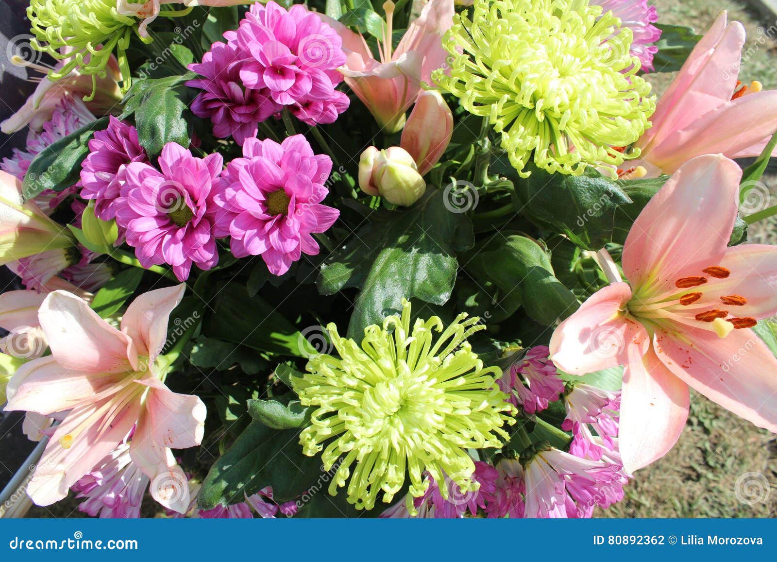 Bouquet of Lilies and Chrysanthemums Stock Photo Image of blossom