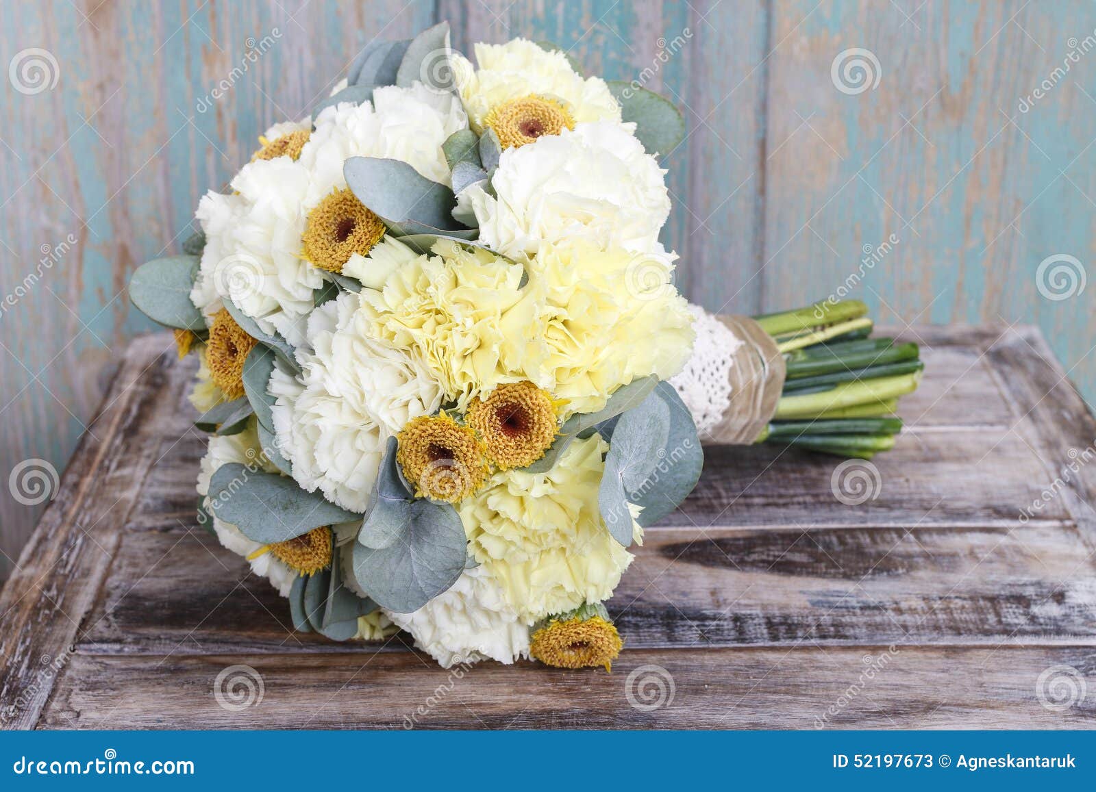 Bouquet Made of Yellow and White Carnations Stock Image Image of