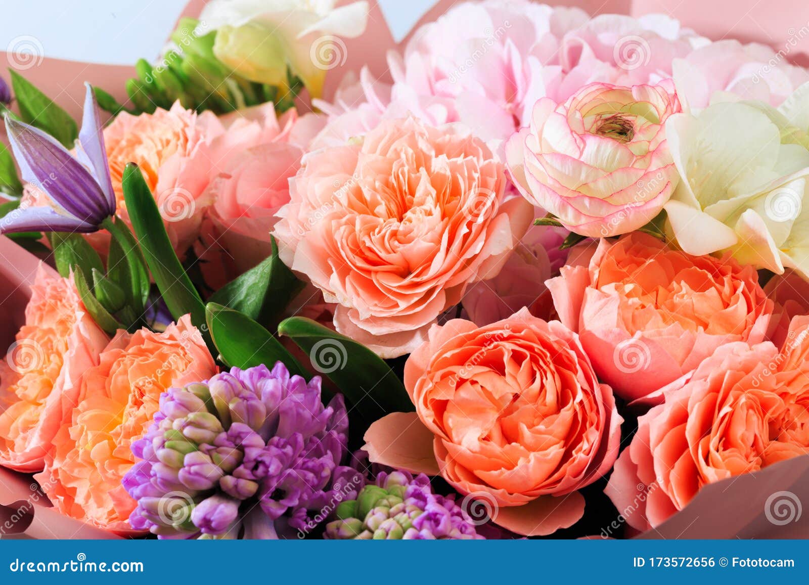 Bouquet of Mixed Spring Flowers Closeup View Image Stock Photo