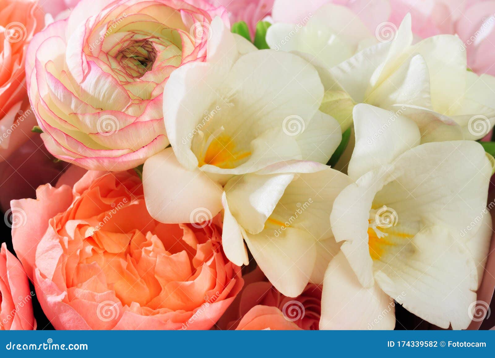Bouquet of Mixed Spring Flowers Closeup View Image Stock Photo