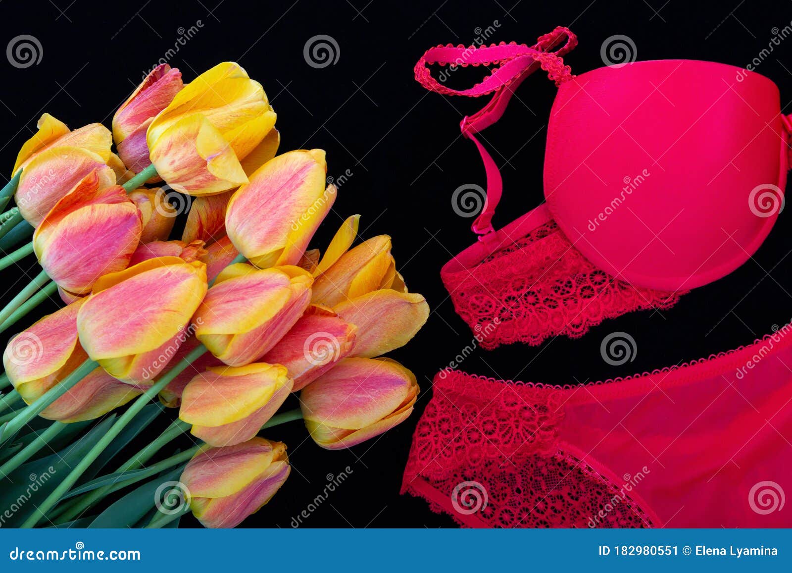 Flat Lay Composition Red Womens Underwear Foto stock 2274263313